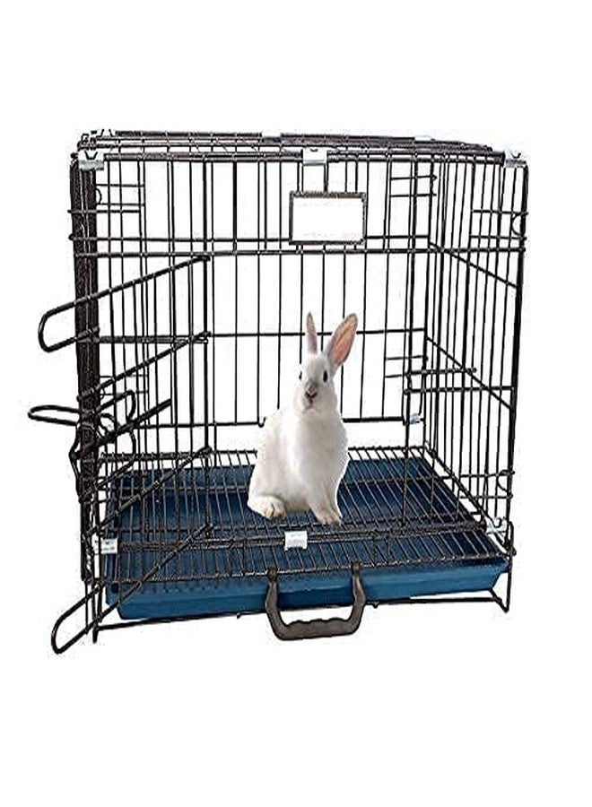 Pups&Pets قفص Pups&Pets للجراء حديثة الولادة، والقطط الصغيرة، والقطط الصغيرة، والهامستر، والأرانب، وخنازير غينيا، وحامل سفر، قفص معدني قابل للطي شديد التحمل ببابين، مقاس 18 بوصة (أسود). - Image 5